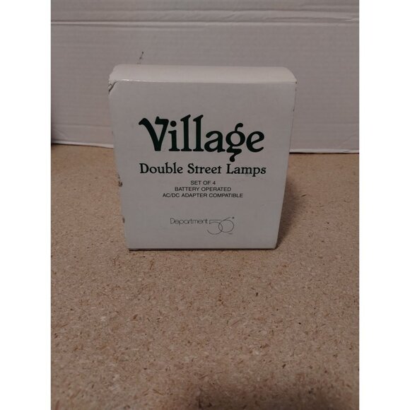 Village Double Street Lamps Set Of 4 Battery Operated AC/DC Adapter Compatible B - Picture 1 of 4